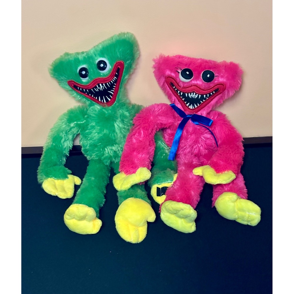 Poppy Playtime Green Huggy & Pink Kissy Missy Horror Monster Plush Set 16" Doll